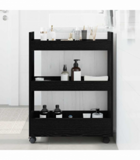 vidaXL Narrow Storage Trolley Black Oak 60 x 22 x 80 cm