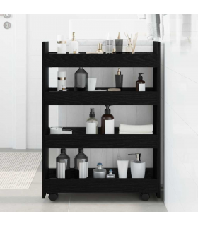vidaXL Narrow Storage Trolley Black Oak 60 x 20 x 82 cm