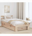 vidaXL Bed Frame with Headboard Brown 80 x 200 cm Solid pine wood