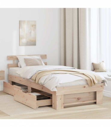 vidaXL Bed Frame with Headboard Brown 80 x 200 cm Solid pine wood