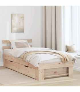 vidaXL Bed Frame with Headboard Brown 90 x 190 cm Solid pine wood