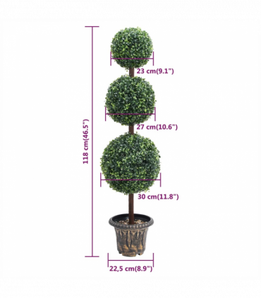 Artificial Boxwood Plant with Pot Ball Shaped Green 118 cm