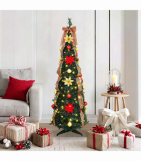 vidaXL Artificial Christmas Tree with 100 LEDs Green 150 cm PVC