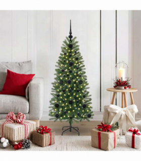vidaXL Artificial Christmas Tree with 150 LEDs Green 120 cm PE and PVC
