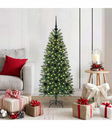 vidaXL Artificial Christmas Tree with 150 LEDs Green 120 cm PE and PVC