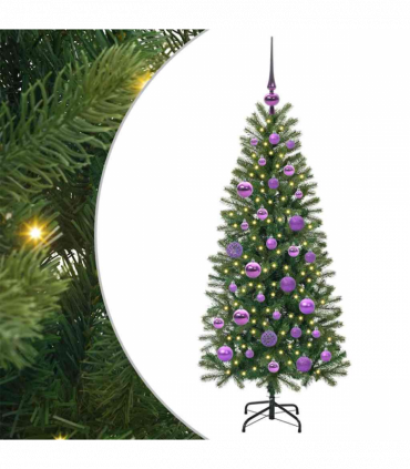 vidaXL Artificial Christmas Tree with 150 LEDs Green 120 cm PE and PVC