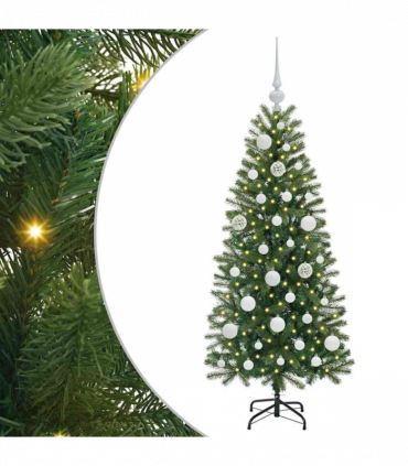 vidaXL Artificial Christmas Tree with 150 LEDs Green 120 cm PE and PVC