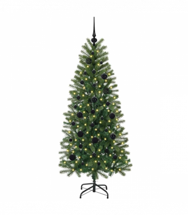vidaXL Artificial Christmas Tree with 150 LEDs Green 150 cm PE and PVC