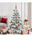 vidaXL Artificial Christmas Tree with 150 LEDs Green 150 cm PE and PVC