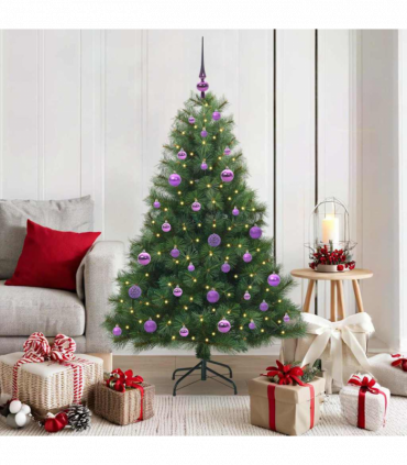 vidaXL Artificial Christmas Tree with 150 LEDs Green 150 cm PE and PVC
