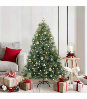 vidaXL Artificial Christmas Tree with 150 LEDs Green 150 cm PE and PVC