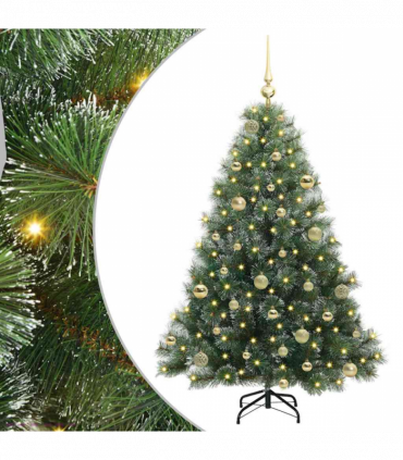 vidaXL Artificial Christmas Tree with 150 LEDs Green 150 cm PE and PVC