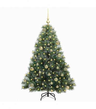 vidaXL Artificial Christmas Tree with 150 LEDs Green 150 cm PE and PVC