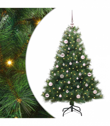 vidaXL Artificial Christmas Tree with 150 LEDs Green 150 cm PE and PVC