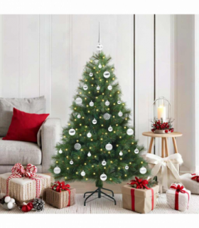 vidaXL Artificial Christmas Tree with 150 LEDs Green 150 cm PE and PVC