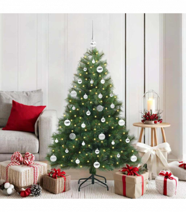 vidaXL Artificial Christmas Tree with 150 LEDs Green 150 cm PE and PVC