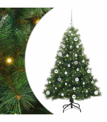 vidaXL Artificial Christmas Tree with 150 LEDs Green 150 cm PE and PVC