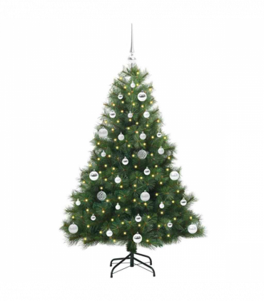 vidaXL Artificial Christmas Tree with 150 LEDs Green 150 cm PE and PVC