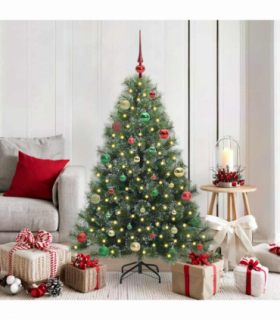vidaXL Artificial Christmas Tree with 150 LEDs Green 150 cm PE and PVC