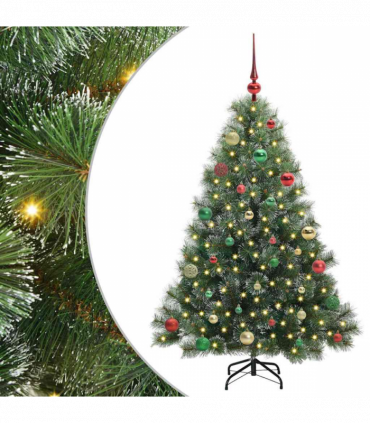 vidaXL Artificial Christmas Tree with 150 LEDs Green 150 cm PE and PVC