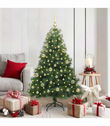vidaXL Artificial Christmas Tree with 150 LEDs Green 150 cm PE and PVC