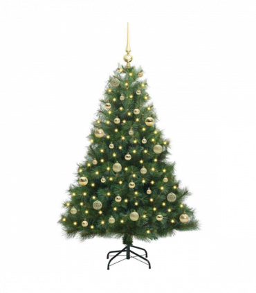 vidaXL Artificial Christmas Tree with 150 LEDs Green 150 cm PE and PVC