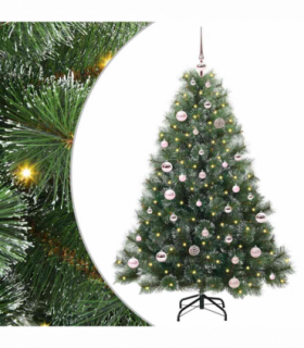 vidaXL Artificial Christmas Tree with 150 LEDs Green 150 cm PE and PVC