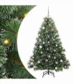 vidaXL Artificial Christmas Tree with 150 LEDs Green 150 cm PE and PVC