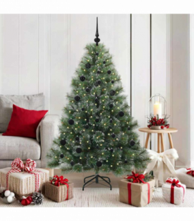 vidaXL Artificial Christmas Tree with 150 LEDs Green 150 cm PE and PVC