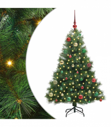 vidaXL Artificial Christmas Tree with 150 LEDs Green 150 cm PE and PVC