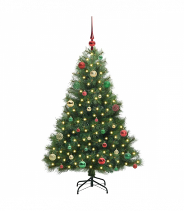 vidaXL Artificial Christmas Tree with 150 LEDs Green 150 cm PE and PVC