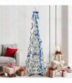 vidaXL Artificial Christmas Tree with 200 LEDs Green 210 cm PVC