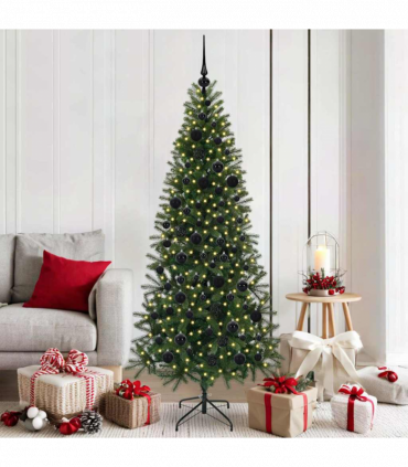 vidaXL Artificial Christmas Tree with 300 LEDs Green 180 cm PE and PVC