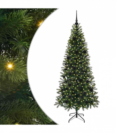 vidaXL Artificial Christmas Tree with 300 LEDs Green 180 cm PE and PVC