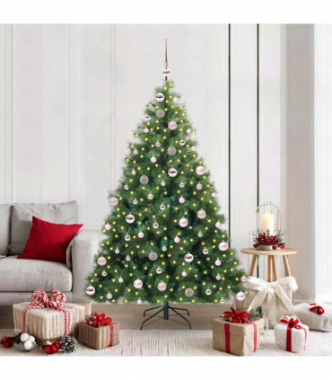vidaXL Artificial Christmas Tree with 300 LEDs Green 180 cm PE and PVC