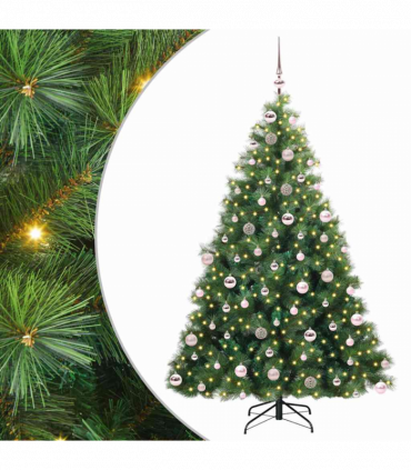 vidaXL Artificial Christmas Tree with 300 LEDs Green 180 cm PE and PVC