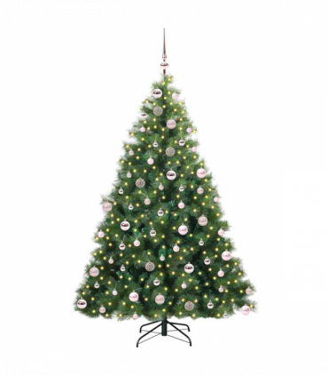 vidaXL Artificial Christmas Tree with 300 LEDs Green 180 cm PE and PVC
