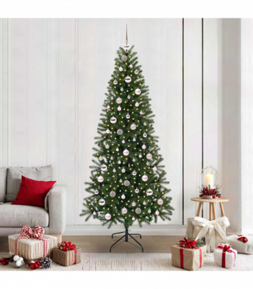 vidaXL Artificial Christmas Tree with 300 LEDs Green 210 cm PE and PVC