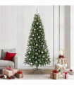 vidaXL Artificial Christmas Tree with 300 LEDs Green 210 cm PE and PVC