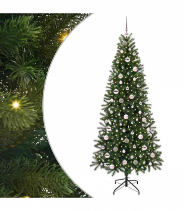 vidaXL Artificial Christmas Tree with 300 LEDs Green 210 cm PE and PVC