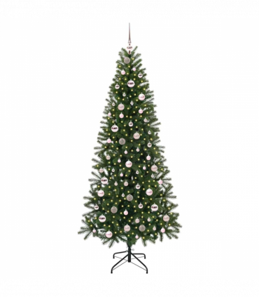 vidaXL Artificial Christmas Tree with 300 LEDs Green 210 cm PE and PVC