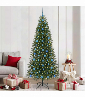 vidaXL Artificial Christmas Tree with 300 LEDs Green 210 cm PE and PVC