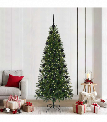 vidaXL Artificial Christmas Tree with 300 LEDs Green 210 cm PE and PVC