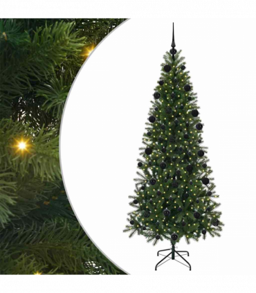 vidaXL Artificial Christmas Tree with 300 LEDs Green 210 cm PE and PVC
