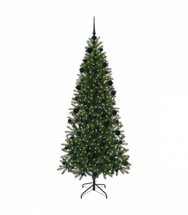 vidaXL Artificial Christmas Tree with 300 LEDs Green 210 cm PE and PVC