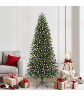 vidaXL Artificial Christmas Tree with 300 LEDs Green 210 cm PE and PVC