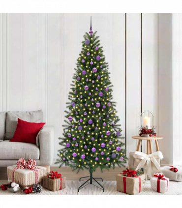 vidaXL Artificial Christmas Tree with 300 LEDs Green 210 cm PE and PVC