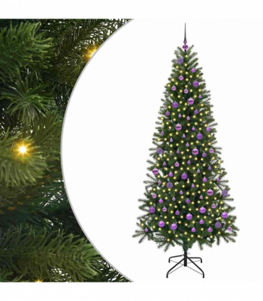 vidaXL Artificial Christmas Tree with 300 LEDs Green 210 cm PE and PVC