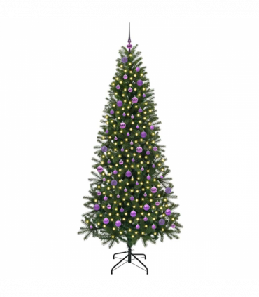 vidaXL Artificial Christmas Tree with 300 LEDs Green 210 cm PE and PVC
