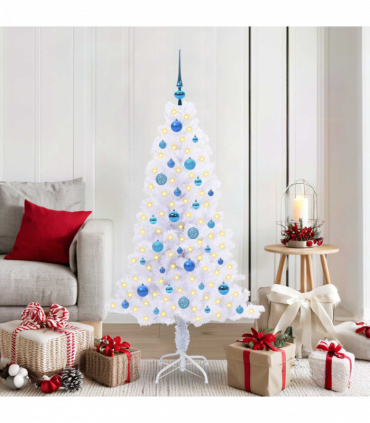 vidaXL Artificial Christmas Tree with Stand White 150 cm PVC and Steel